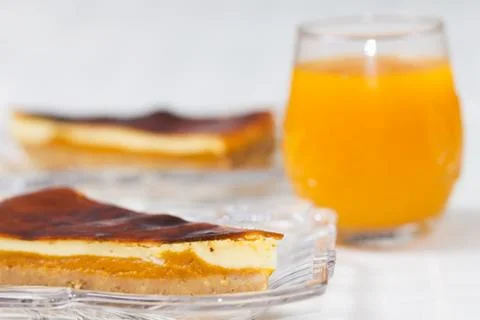 A slice of cheesecake with pumpkin Stock Photos