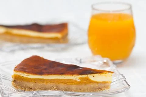 A slice of cheesecake with pumpkin Stock Photos