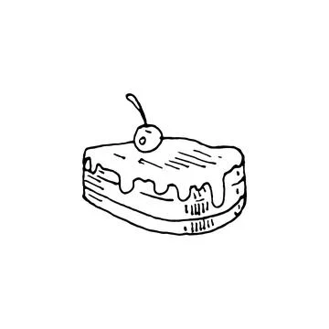 A slice of cherry pie sketch vector illustration Stock Illustration