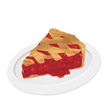 Slice of cherry pie on white Stock Illustration