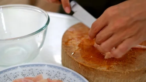 Slice Chicken Breast Stock Footage 73422922