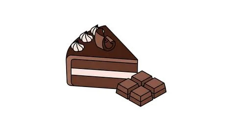 Slice of chocolate cake with chocolate bars Stock Illustration