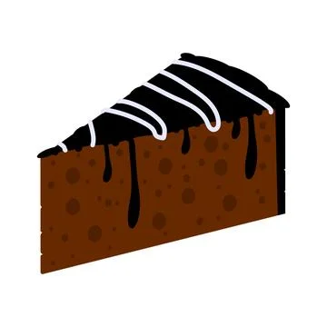 Slice of chocolate cake in flat style. Cake for design, food apps and websites.  Stock Illustration