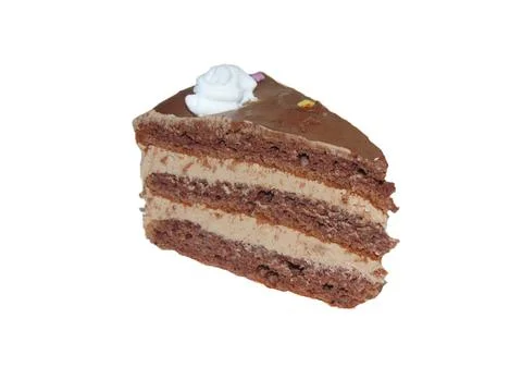 Slice of chocolate cake isolated on white background Fotos Stock