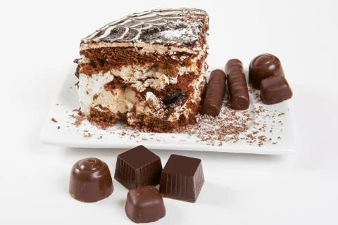 Slice of Chocolate Cake Stock Photos