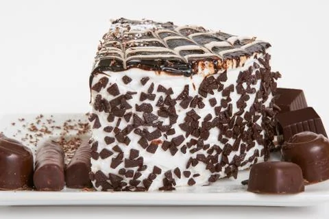 Slice of Chocolate Cake Stock Photos