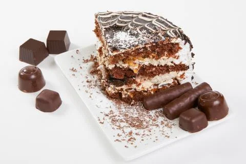 Slice of Chocolate Cake Stock Photos