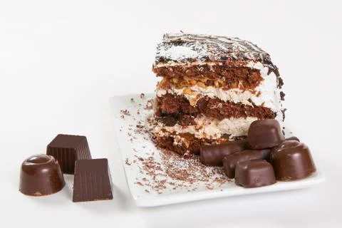 Slice of Chocolate Cake Stock Photos