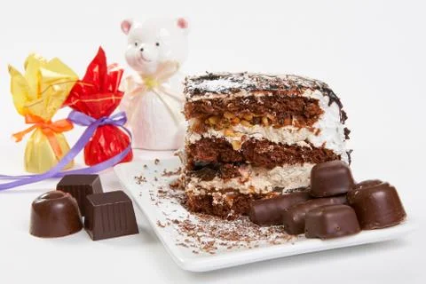 Slice of Chocolate Cake Stock Photos