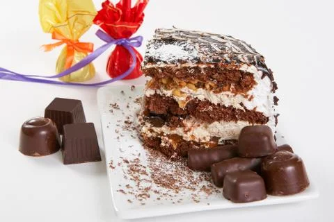 Slice of Chocolate Cake Stock Photos