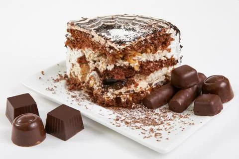 Slice of Chocolate Cake Stock Photos