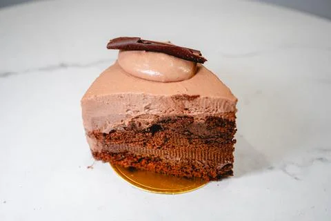 A slice of chocolate cake Stock Photos