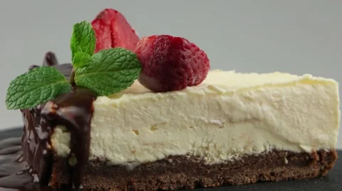 Slice of chocolate cheesecake Stock Footage 57660339