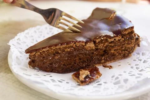Slice of chocolate mousse cake Stock Photos