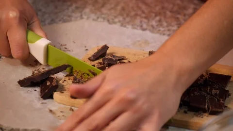 Slice chocolate slow motion Stock Footage 98181759