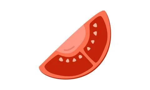 A slice of chopped tomato flat vector illustration clipart cartoon style 스톡 일러스트