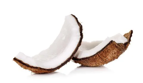 Slice coconut isolated on the white background Stock Photos