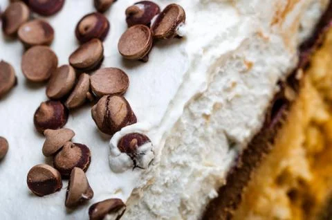 Slice of cream and chocolate pie Stock Photos