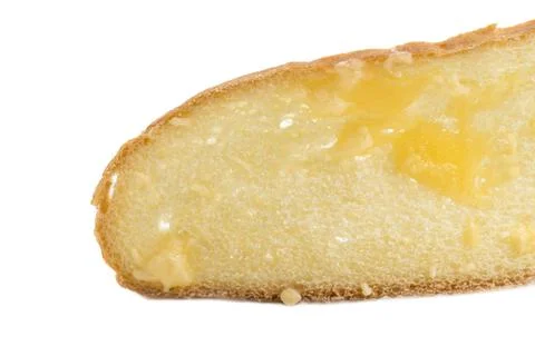 Slice of crouton with melted cheese. Stock Photos