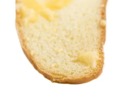 Slice of crouton with melted cheese. Stock Photos