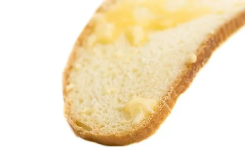 Slice of crouton with melted cheese. Stock Photos