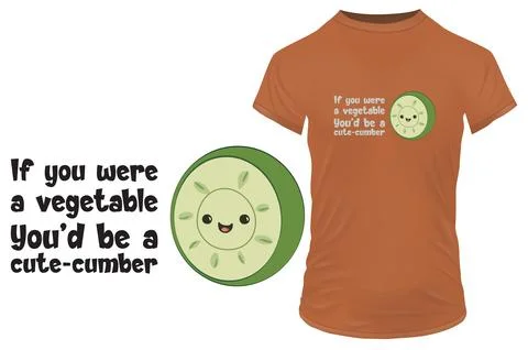 Slice of a cucumber with a funny quote Vector illustration Stock Illustration