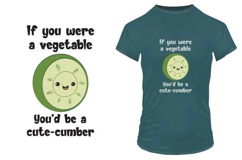 Slice of a cucumber with a funny quote Vector illustration Illustrazione stock