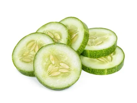 Slice Cucumber isolated on the white background Stock Photos