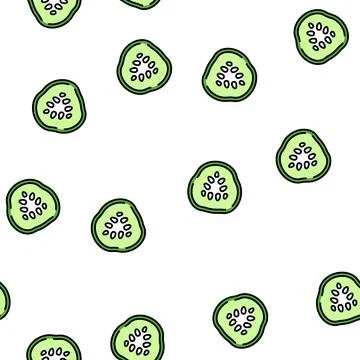 Slice cucumber vector seamless pattern Stock Illustration