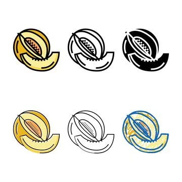 Slice cut melon color icon vector variations Stock Illustration