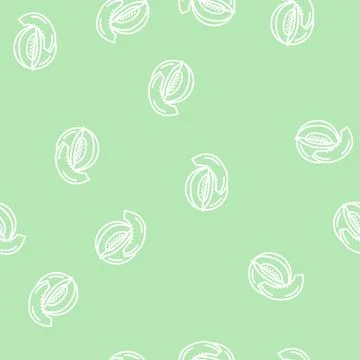 Slice cut melon line seamless pattern Stock Illustration