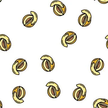 Slice cut melon vector seamless pattern Illustrazione stock