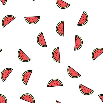 Slice cut watermelon vector seamless pattern Stock Illustration