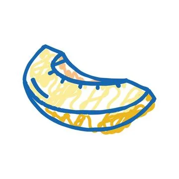 Slice cut yellow melon icon doodle illustration Stock Illustration