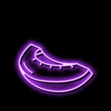 Slice cut yellow melon neon glow icon illustration Stock Illustration