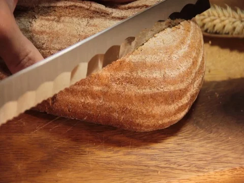 Slice cutting knife table Stock Footage 77806122