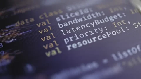 Slice data class fields clear and rebuild beneath a gold cursor Stock Footage 347587986