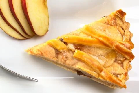 Slice of delicious apple pie Stock Photos