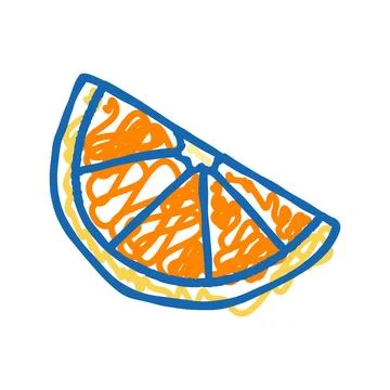 Slice delicious orange icon doodle illustration Stock Illustration