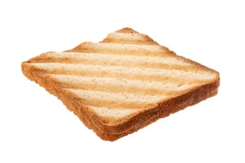 Slice of delicious toasted bread isolated on white Stock Photos