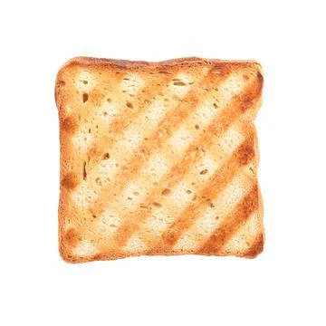 Slice of delicious toasted bread isolated on white Stock Photos