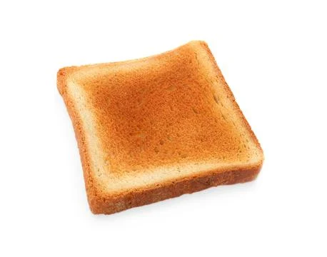 Slice of delicious toasted bread isolated on white Stock Photos