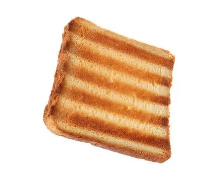 Slice of delicious toasted bread isolated on white Stock Photos