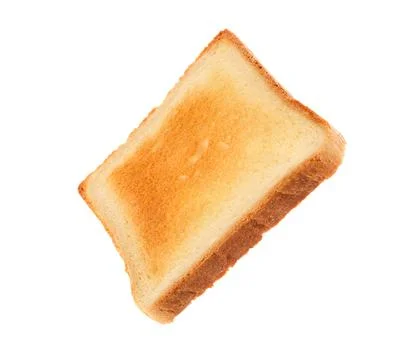 Slice of delicious toasted bread isolated on white Stock Photos