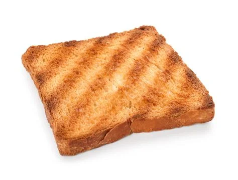 Slice of delicious toasted bread isolated on white Stock Photos