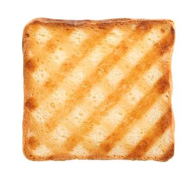 Slice of delicious toasted bread isolated on white Stock Photos