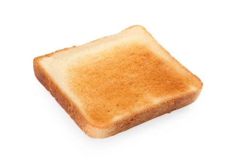 Slice of delicious toasted bread isolated on white Stock Photos