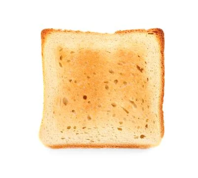 Slice of delicious toasted bread isolated on white Stock Photos