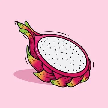 Slice of Dragon Fruit Stock Illustration
