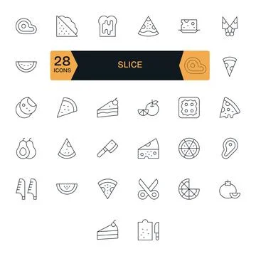 Slice Essential Vector Set including 32 Grid Fitted Thin Line 256x256 Icons Stock Illustration